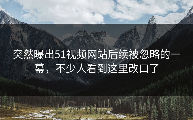 突然曝出51视频网站后续被忽略的一幕，不少人看到这里改口了