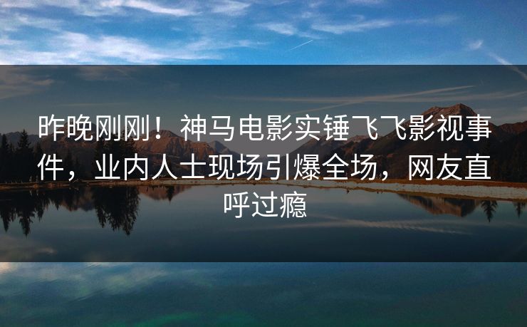 昨晚刚刚！神马电影实锤飞飞影视事件，业内人士现场引爆全场，网友直呼过瘾