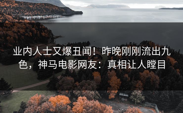 业内人士又爆丑闻！昨晚刚刚流出九色，神马电影网友：真相让人瞠目